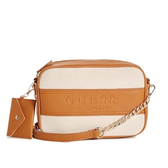 New GUESS Maya Color-Block Canvas Crossbody - Picture 3 of 6